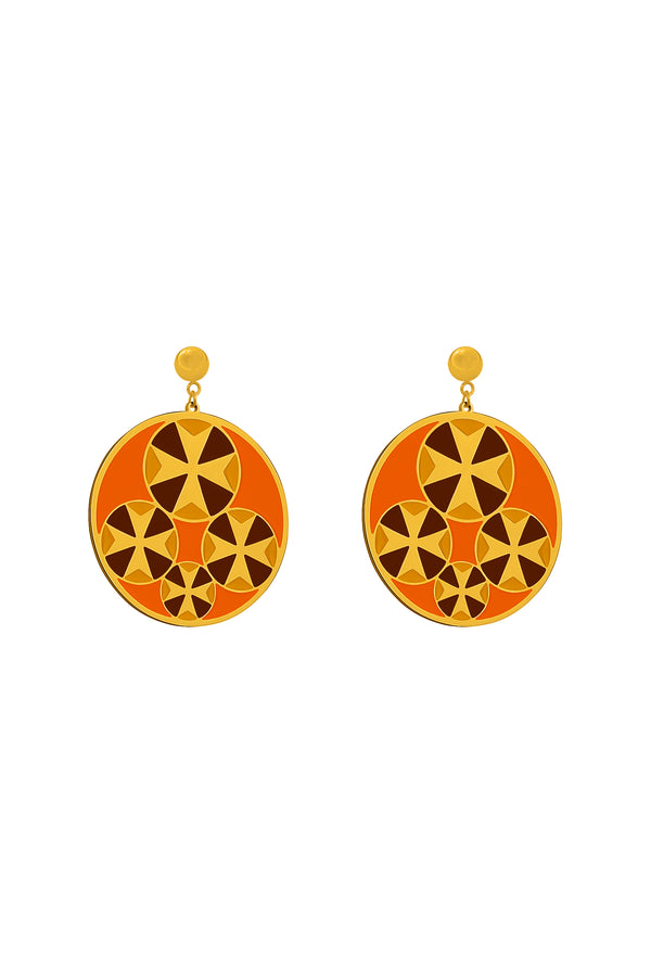 carisma Hazel Brown Tetrad Maltese Cross Earring Set