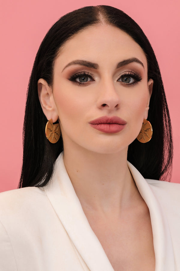 Carisma Impressionist Maltese Cross Medium Hoop Earring Set