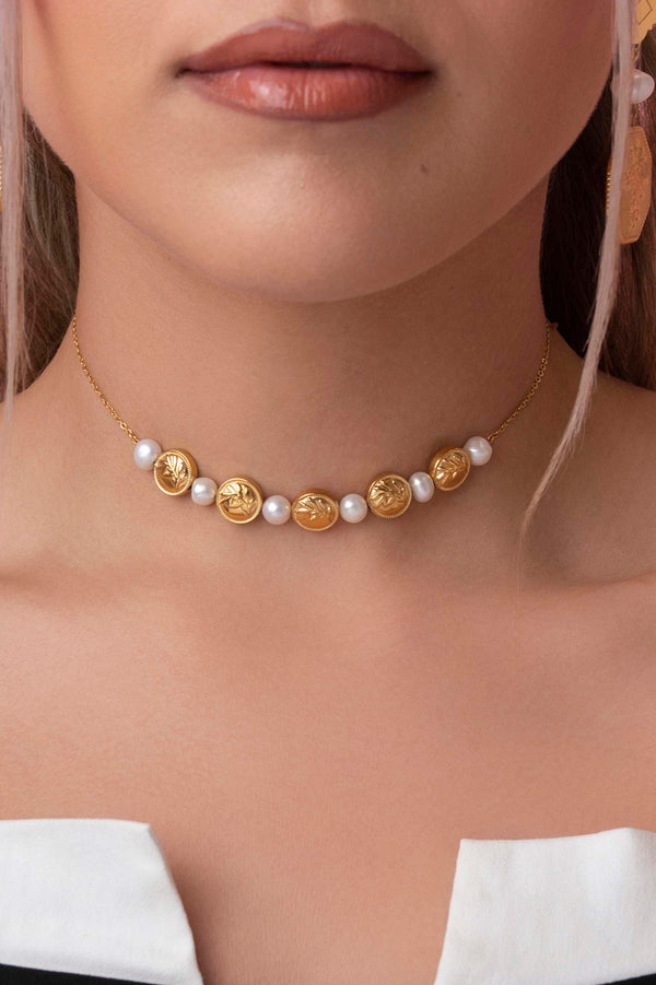 Carisma Katerina's Coin & Freshwater Pearl Statement Choker