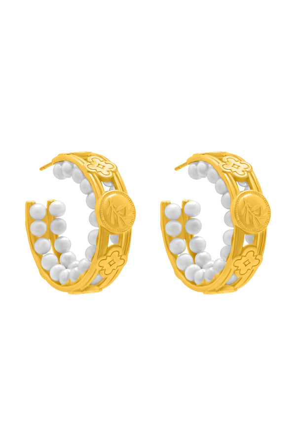 carisma Katerina's Coin & Freshwater Pearl Statement Hoop Earring Set