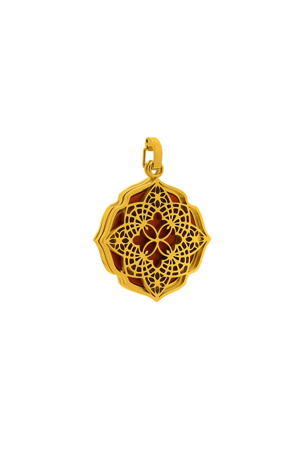 carisma Kerċem Lace Hollow & Red Carnelian Stone Pendant Set