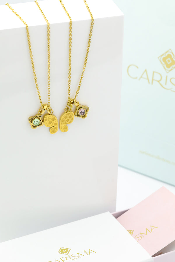 carisma L-Aqwa Ħabiba Butterfly Wings Pendants & Carisma Logo Birthstone Pendant Gift Set