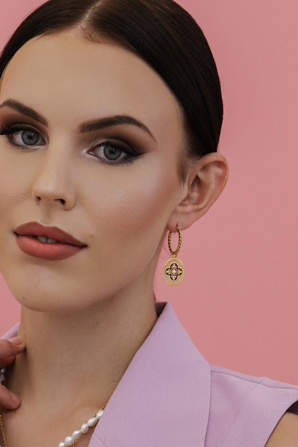 Carisma Lellux Burgundy Maltese Tile Pendant & Earring Gift Set