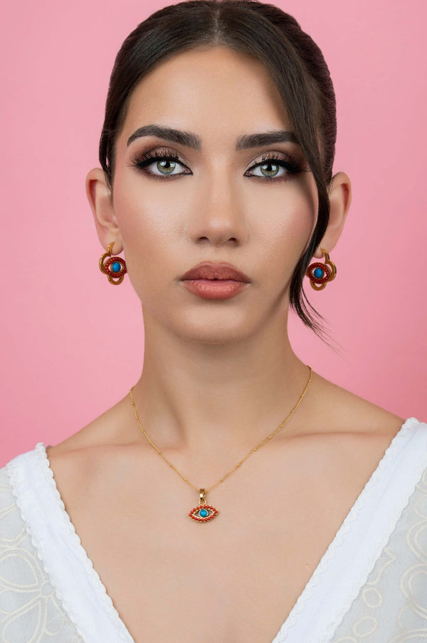Carisma Malocchio's Evil Eye Statement Hoop Earring Set