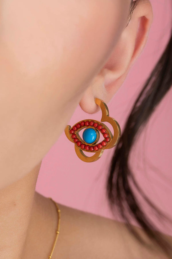 Carisma Malocchio's Evil Eye Statement Hoop Earring Set