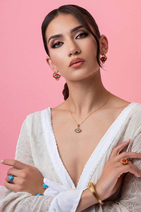 Carisma Malocchio's Evil Eye Statement Hoop Earring Set & Pendant Gift Set