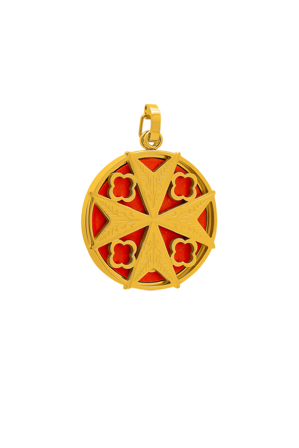carisma Maltese Cross Hollow Pendant and Red Stone Pendant