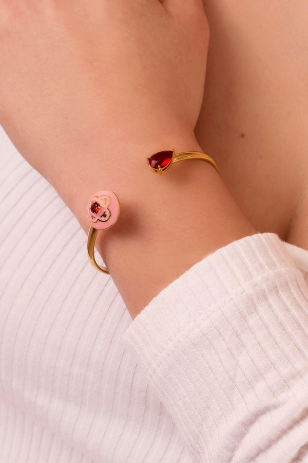 Carisma Maltese Tile Carisma Red Stone Bangle & Carisma Red Stone Stud Earring Gift Set