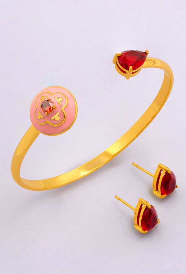 carisma Maltese Tile Carisma Red Stone Bangle & Carisma Red Stone Stud Earring Gift Set