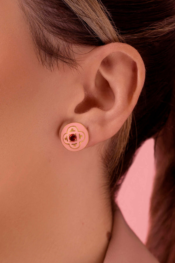 Carisma Maltese Tile Carisma Red Stone Stud Earring Set