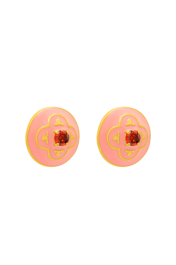 carisma Maltese Tile Carisma Red Stone Stud Earring Set