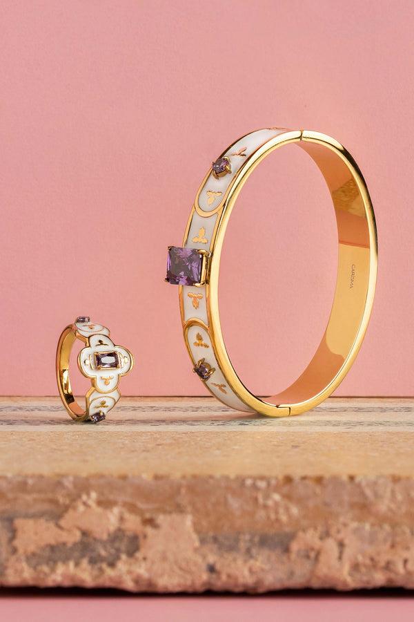 Carisma Maltese Tile Royal Purple Bangle & Ring Gift Set