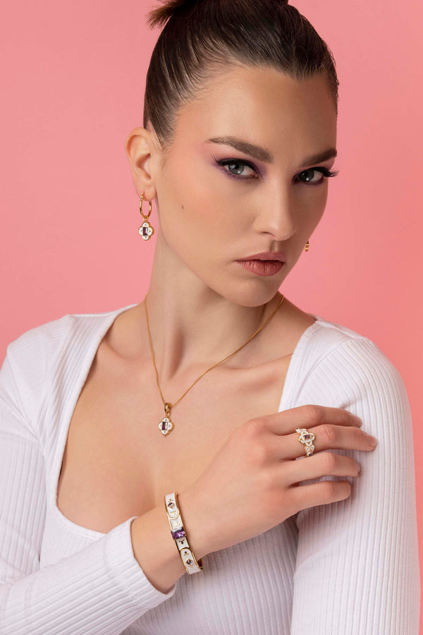 Carisma Maltese Tile Royal Purple Bangle & Ring Gift Set