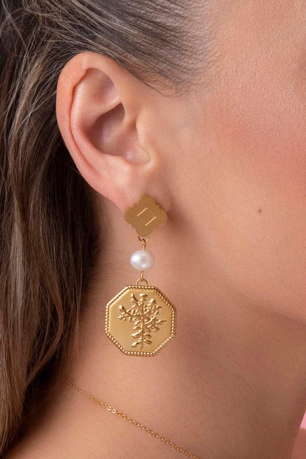 Carisma Margerita's Coin & Freshwater Pearl Statement Drop Earrings Set & Choker Necklace Gift Set