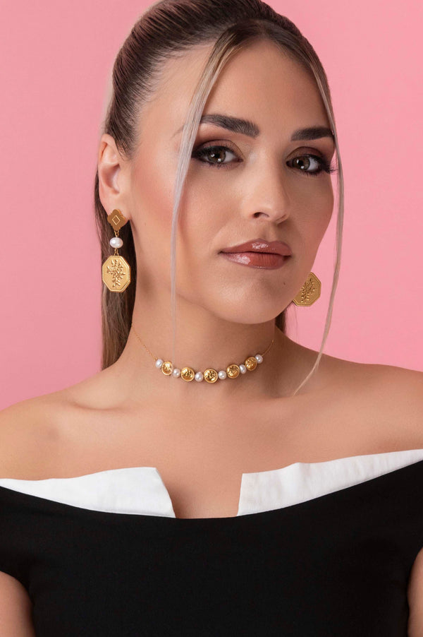 Carisma Margerita's Coin & Freshwater Pearl Statement Drop Earrings Set