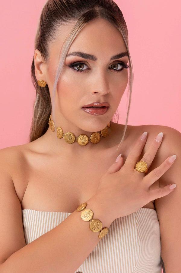 Carisma Margerita's Coin Link Bracelet & Baroque Ring Gift Set