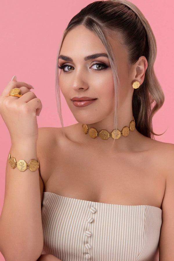 Carisma Margerita's Coin Link Bracelet & Baroque Ring Gift Set