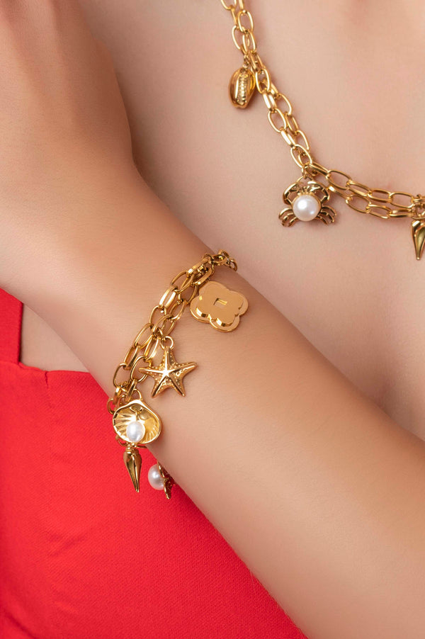 Carisma Marina's Multi Charm Freshwater Pearl Bracelet