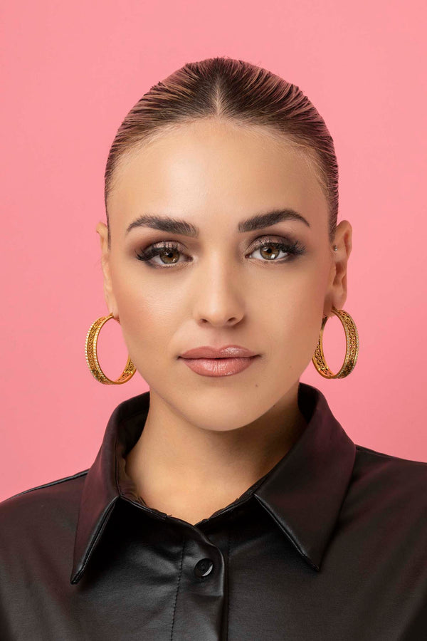 Carisma Martina's Glamorous Logo Large Hoop Earring Set