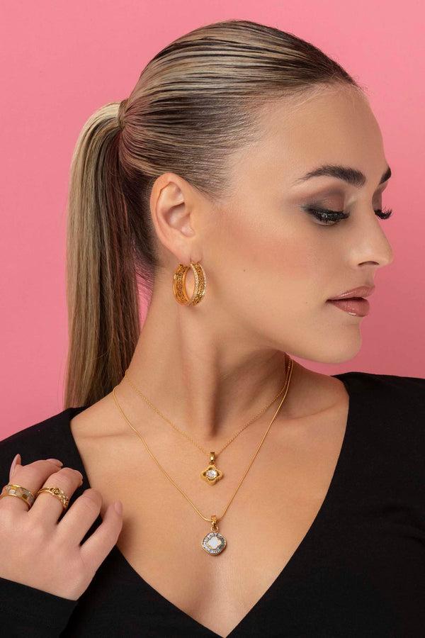 Carisma Martina's Glamorous Logo Medium Hoop Earring Set