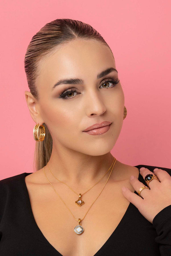 Carisma Martina's Glamorous Logo Medium Hoop Earring Set