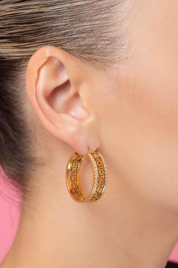 Carisma Martina's Glamorous Logo Medium Hoop Earring Set