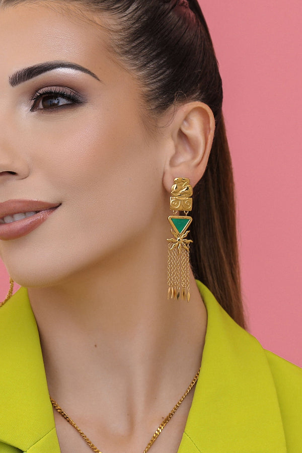 Carisma Neolithic Statement Green Enamel Necklace & Earrings Gift Set