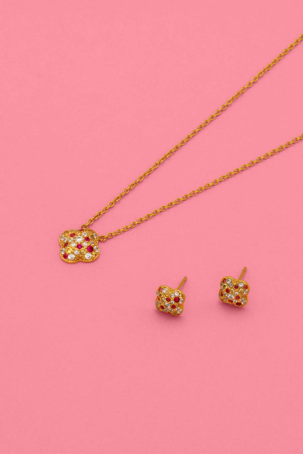 carisma Pink Aurora Stud Earrings & Necklace Gift Set