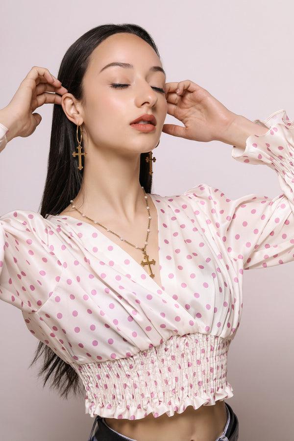 Carisma Pink Crystals Carisma Cross Pendant Earring Set