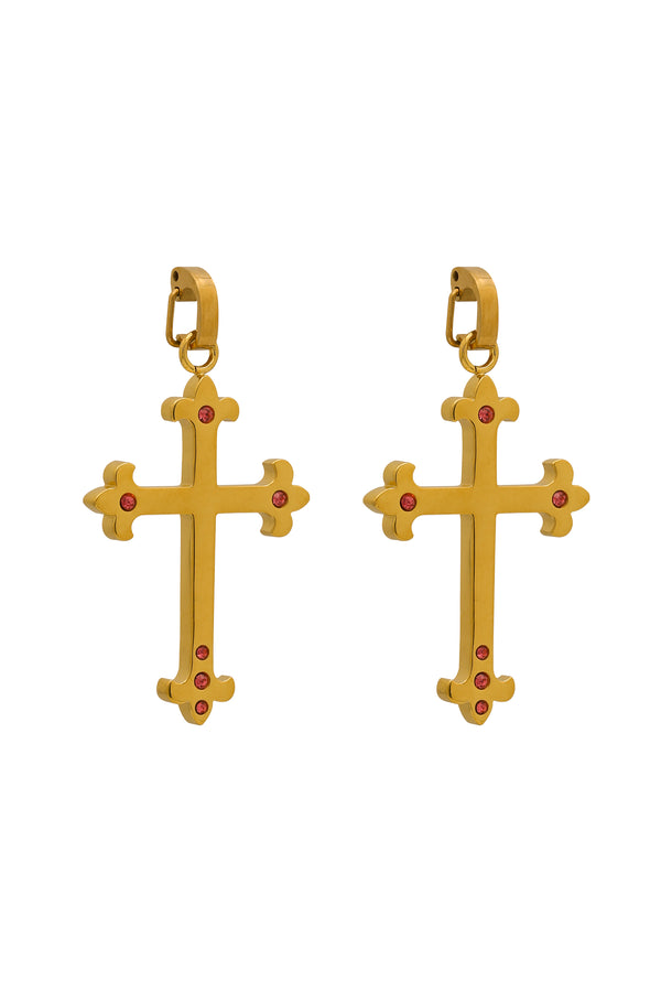 carisma Pink Crystals Carisma Cross Pendant Earring Set