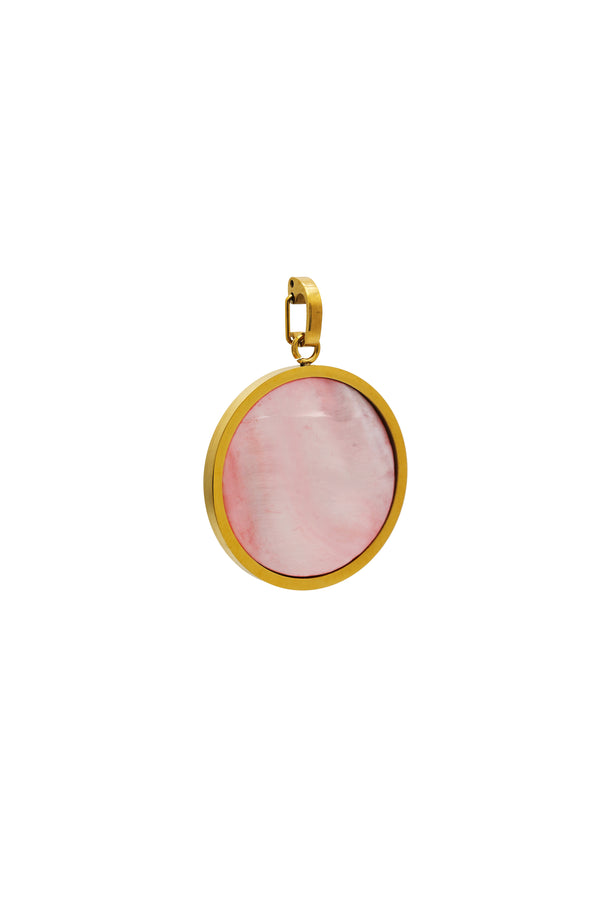 carisma Pink Mother of Pearl Stone Large Circle Pendant