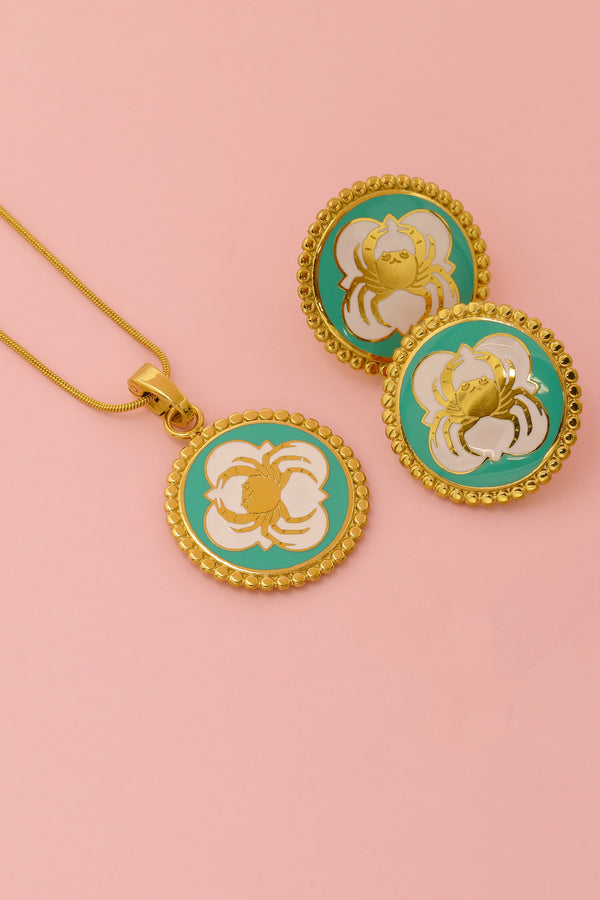 carisma Qabru Enamel Stud Earrings & Pendant Gift Set