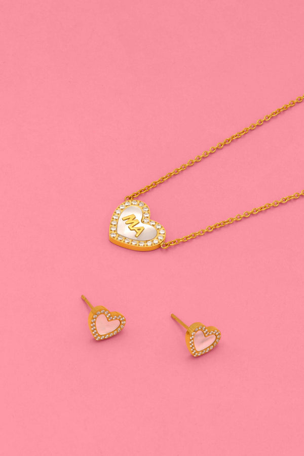 carisma Qalbi ‘Ma’ Mother of Pearl Necklace & Stud Earrings Gift Set