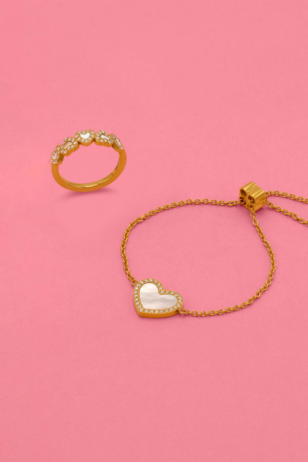 carisma Qalbi Mother of Pearl Ring & Bracelet Gift Set