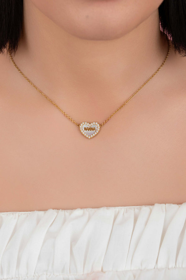 Carisma Qalbi ‘Nanna’ Mother Of Pearl Necklace & Stud Earrings Gift Set