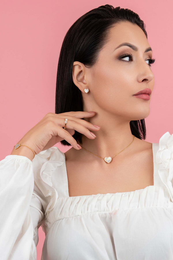 Carisma Qalbi ‘Nanna’ Mother Of Pearl Necklace & Stud Earrings Gift Set