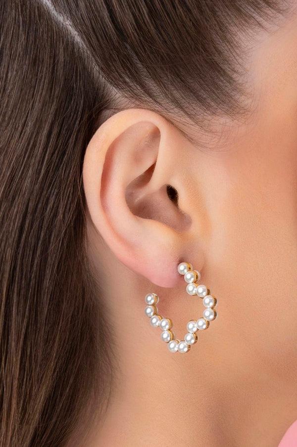 Carisma Racquel's Petite Pearl Logo Hoop Earring Set