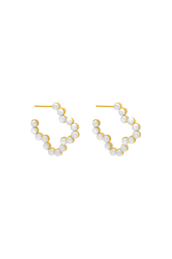 carisma Racquel's Petite Pearl Logo hoop Earring Set
