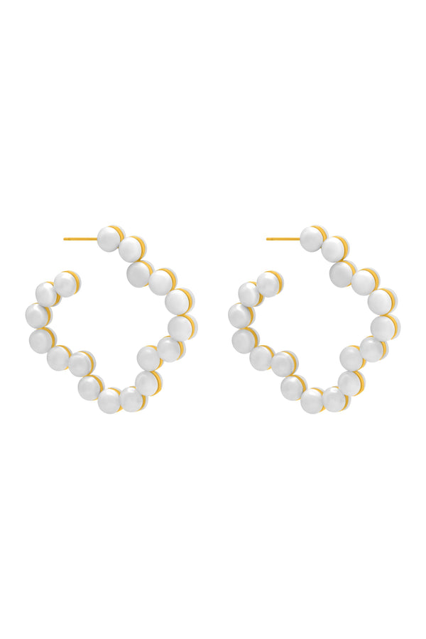 carisma Racquel's Statement Pearl Logo hoop Earring Set
