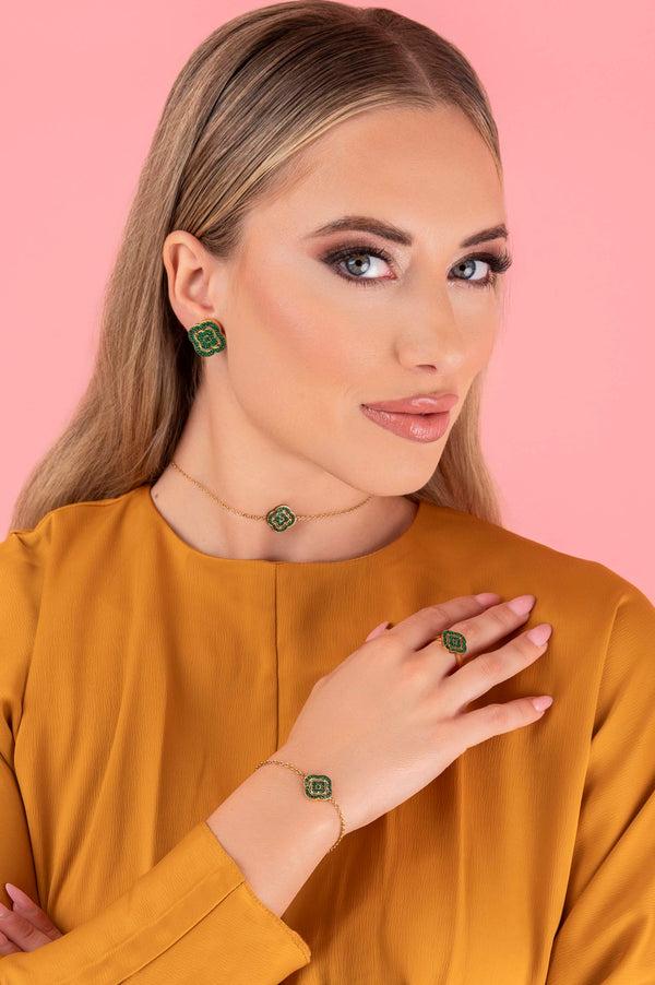 Carisma Rossi's Emerald Green Crystal Stud Earring Set