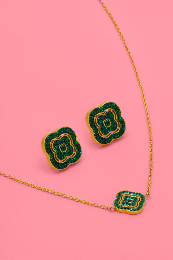 carisma Rossi's Emerald Green Crystal Stud Earrings & Choker Gift Set
