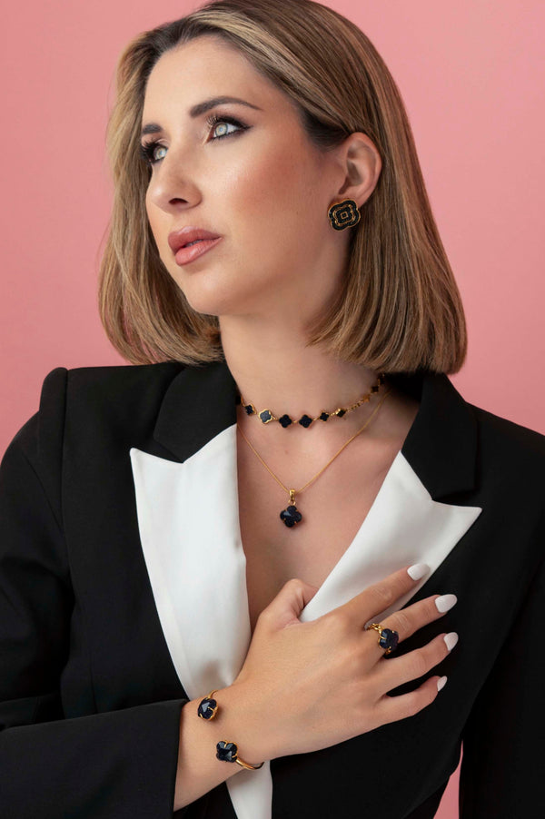 Carisma Rossi's Statement Black Crystal Stud Earring Set