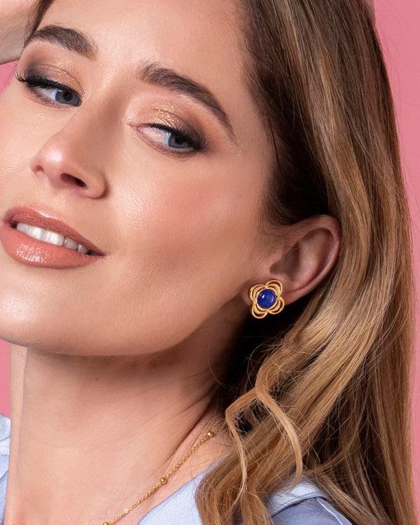 Carisma Roxanne’s Deep Blue Cat Eye Stud Earring Set