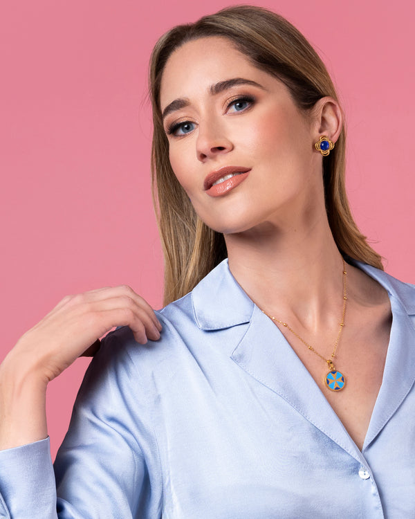 Carisma Roxanne’s Deep Blue Cat Eye Stud Earring Set