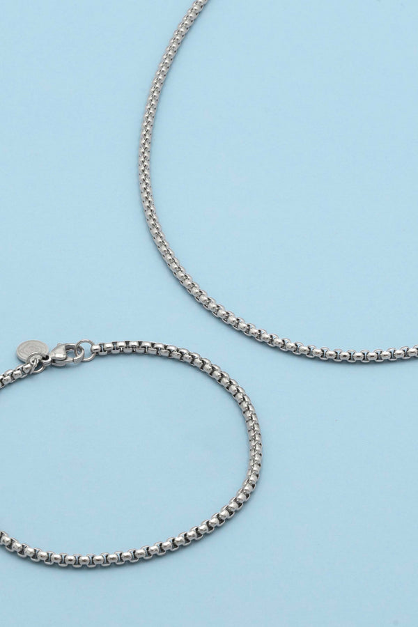 carisma Silver Box Chain Bracelet & Necklace Gift Set