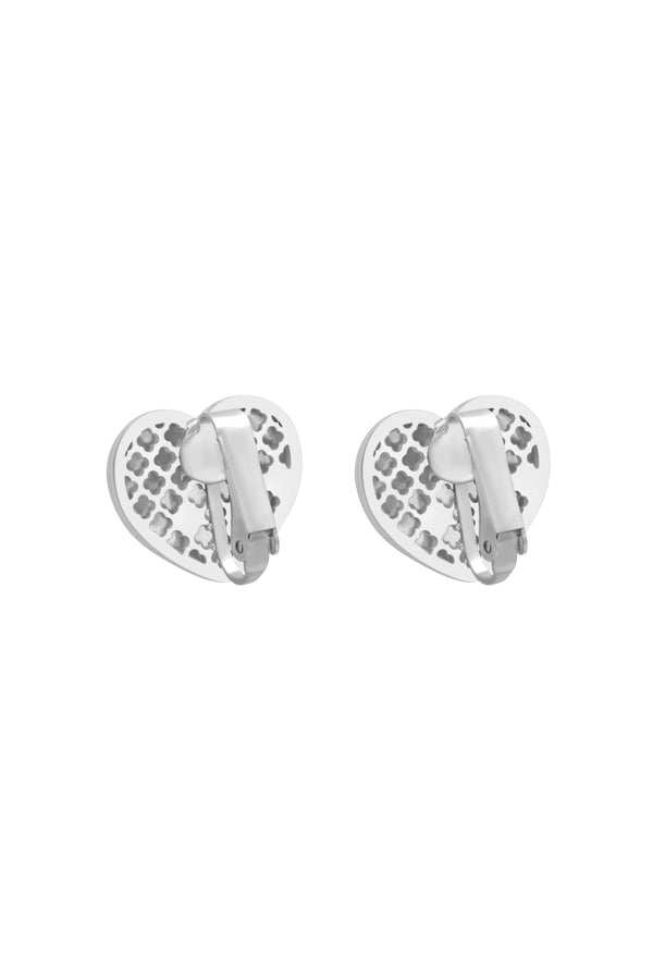 Carisma Silver Tiled Heart Clip-On Stud Earring Set
