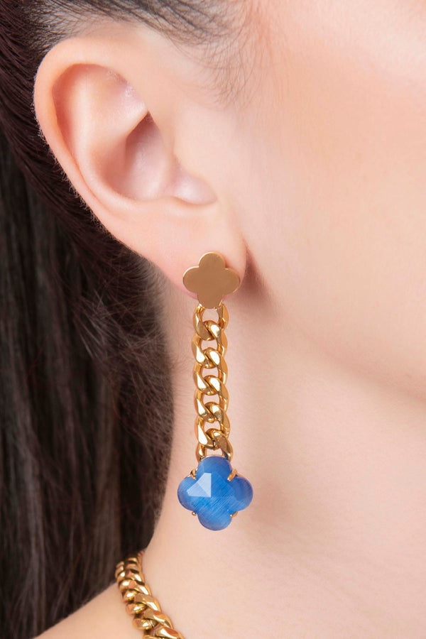 Carisma Stone Station Curb Chain Drop Stud Earring Set