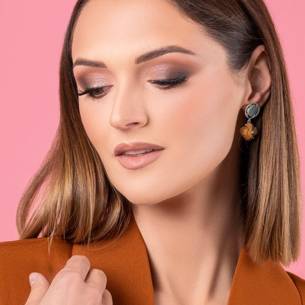 Carisma Stone Station Drop Stone Stud Earring Set Silver Coloured