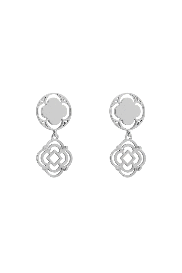 carisma Stone Station Drop Stone Stud Earring Set Silver Coloured