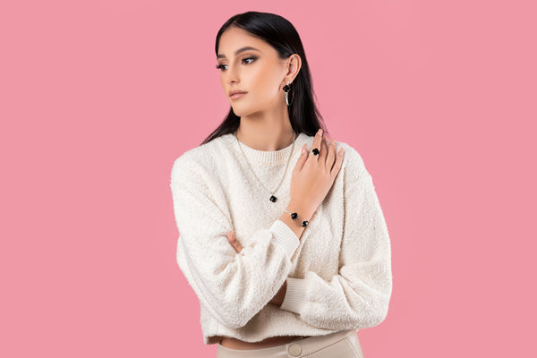 Carisma Stone Station Oversized Hoop Earring Set Silver Coloured